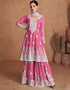 elegant pink real silk designer party wear readymade heavy salwar suit collection with pink real silk rt8889-184666 Front View