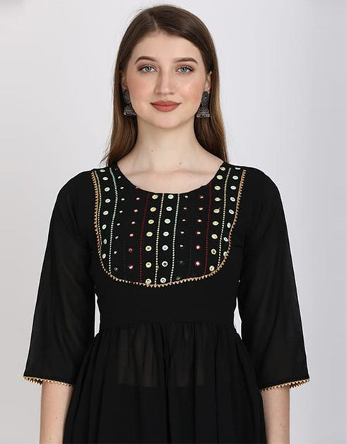 classy black georgette designer party wear readymade sharara suit with black georgette rt8890-184669 Side View