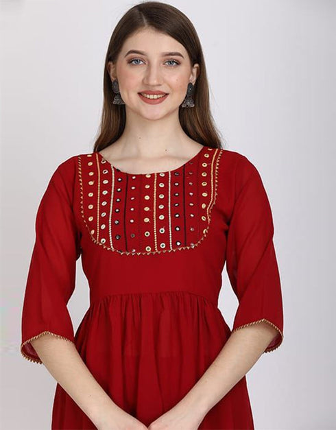 stylish red georgette designer party wear readymade sharara suit with red georgette rt8890-184670 Back View