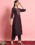 chic wine silk blend trendy fashioner cotton blend readymade suit collection with wine silk blend rt8891-184671 Back View