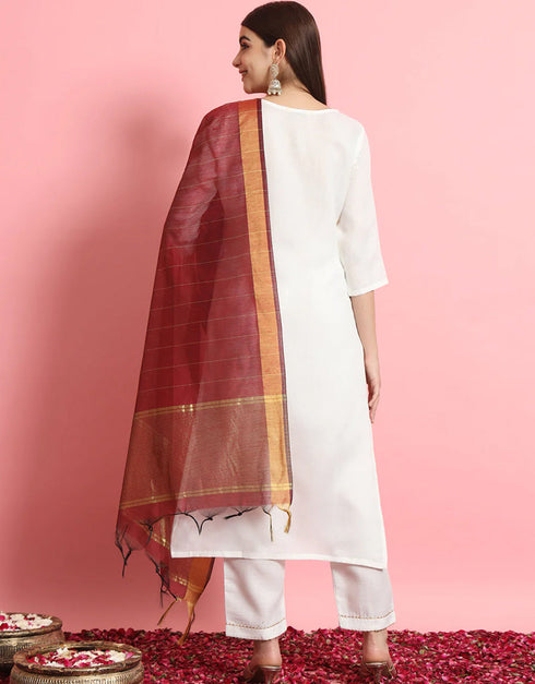 elegant white cotton blend trendy fashioner cotton blend readymade suit collection with white cotton blend rt8891-184673 Side View