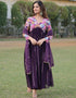 modern wine viscose & faux blooming georgette designer function wear alia cut readymade suit collection with wine heavy art silk rt8900-184709 Front View