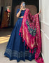 stylish navy blue pure cotton traditional wear women's heavy lehenga choli collection with navy blue pure cotton rt8902-184715 Close-up View
