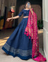 stylish navy blue pure cotton traditional wear women's heavy lehenga choli collection with navy blue pure cotton rt8902-184715 Front View