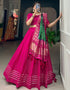 chic pink pure cotton traditional wear women's heavy lehenga choli collection with pink pure cotton rt8902-184716 Back View