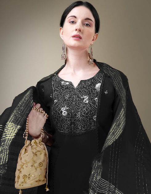 elegant black cotton blend trendy fashioner cotton blend readymade suit collection with black cotton blend rt8909-184755 Side View