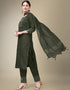 fashionable dark green cotton blend trendy fashioner cotton blend readymade suit collection with dark green cotton blend rt8909-184756 Close-up View