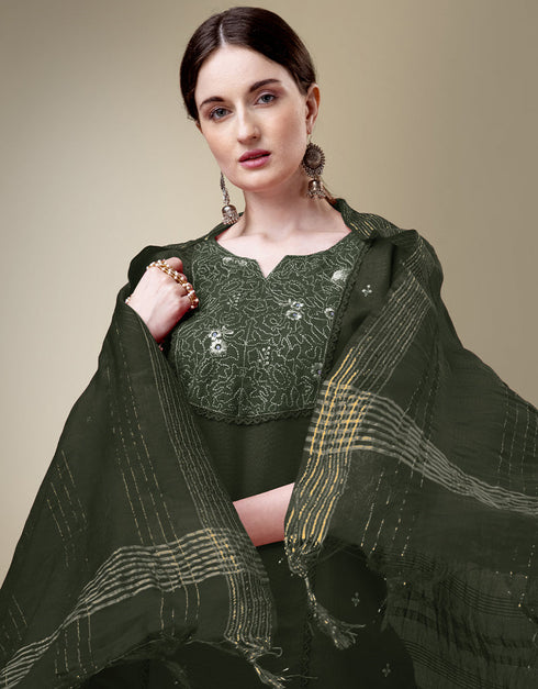 fashionable dark green cotton blend trendy fashioner cotton blend readymade suit collection with dark green cotton blend rt8909-184756 Side View