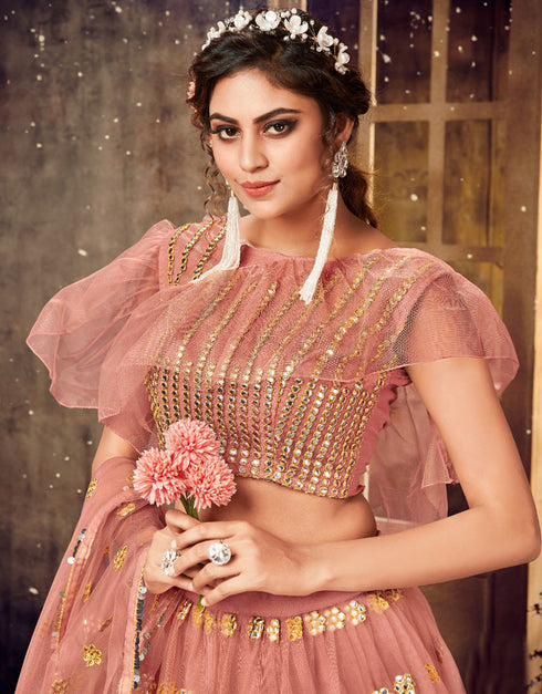 contemporary pink soft net traditional wear women's heavy lehenga choli collection with pink soft net rt8910-184767 Back View