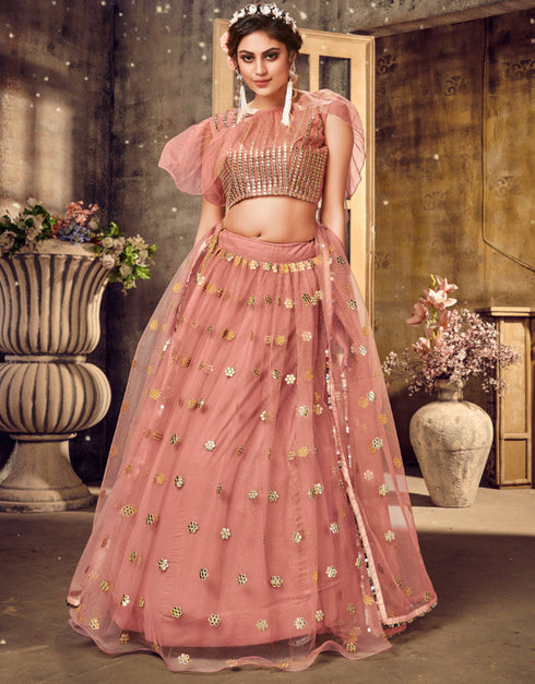contemporary pink soft net traditional wear women's heavy lehenga choli collection with pink soft net rt8910-184767 Front View