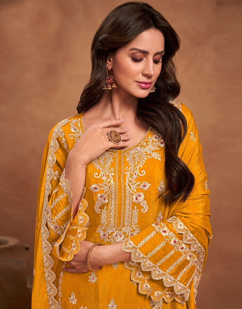 trendy mustard heavy chinon designer function wear heavy salwar suit collection with mustard heavy premium chinon rt8919-184834 Close-up View