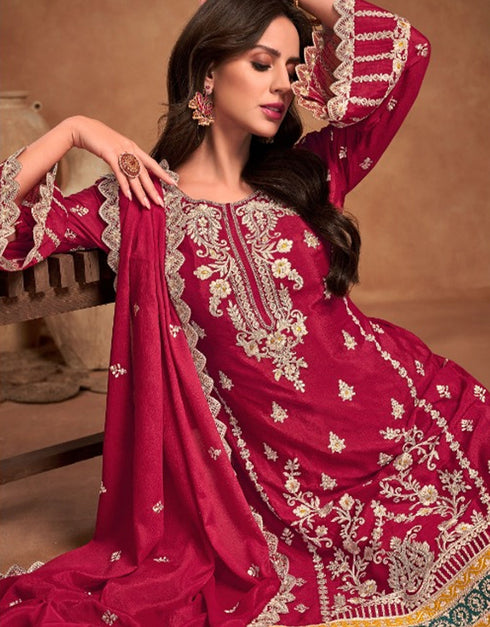 fashionable pink heavy chinon designer function wear heavy salwar suit collection with pink heavy premium chinon rt8919-184836 Close-up View