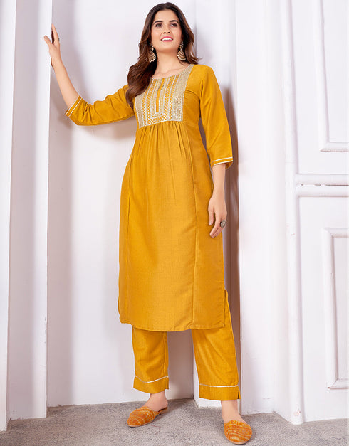 trendy mustard vertical silk designer function wear silk readymade suit collection with mustard vertical silk rt8920-184838 Close-up View