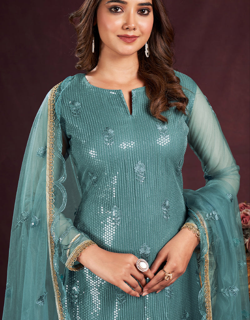 Trendy Light Purple Real Silk Designer Party Wear Readymade Heavy Salwar Suit Collection With Light Purple Real Silk