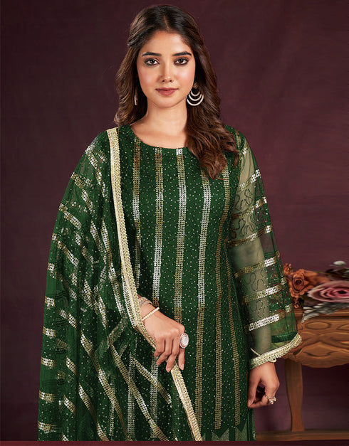 sophisticated green butterfly net designer function wear heavy salwar suit collection with green american crepe rt8921-184849 Close-up View