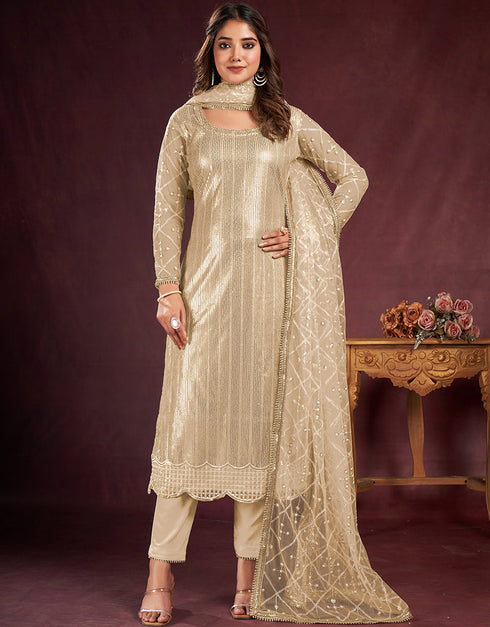 classy light beige butterfly net designer function wear heavy salwar suit collection with light beige american crepe rt8921-184852 Front View
