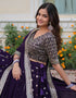 modern wine faux blooming georgette traditional wear women's heavy lehenga choli collection with wine faux blooming georgette rt8922-184857 Front View