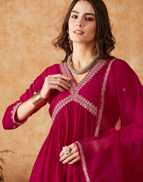 modern dark pink vichitra designer function wear vichitra readymade suit collection with dark pink vichitra rt8923-184859 Side View