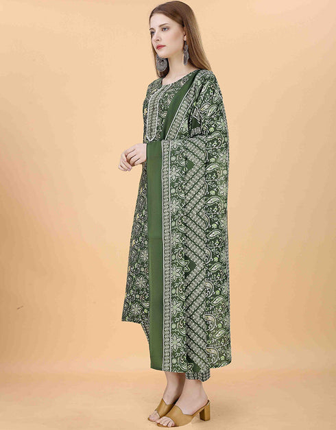 elegant green cotton blend trendy fashioner cotton blend readymade suit collection with green cotton blend rt8933-184889 Back View