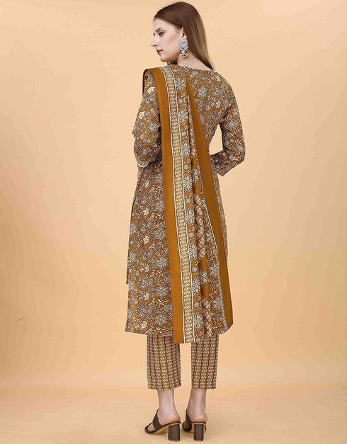 sleek mustard cotton blend trendy fashioner cotton blend readymade suit collection with mustard cotton blend rt8933-184891 Side View
