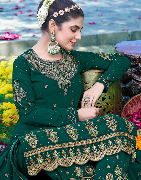 modern green georgette designer party wear heavy salwar suit collection with green santoon rt8948-184959 Back View