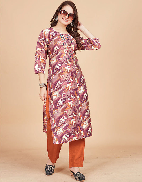 fashionable embroidery work viscose chanderi trendy fashioner viscose chanderi readymade kurti collection with multi rt8949-184967 Front View