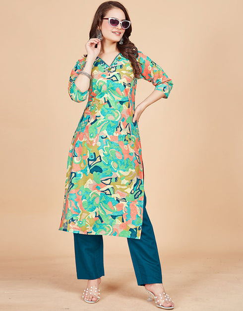 modern embroidery work viscose chanderi trendy fashioner viscose chanderi readymade kurti collection with multi rt8949-184969 Front View