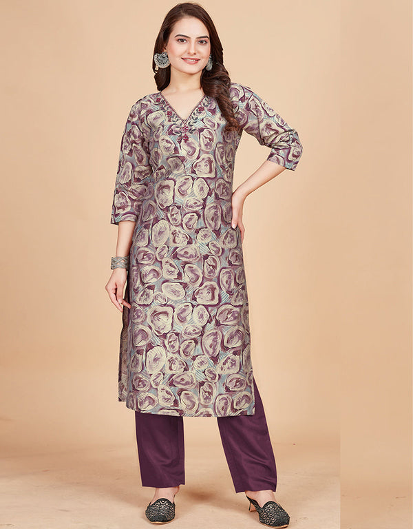 glamorous embroidery work viscose chanderi trendy fashioner viscose chanderi readymade kurti collection with multi rt8949-184971 Front View