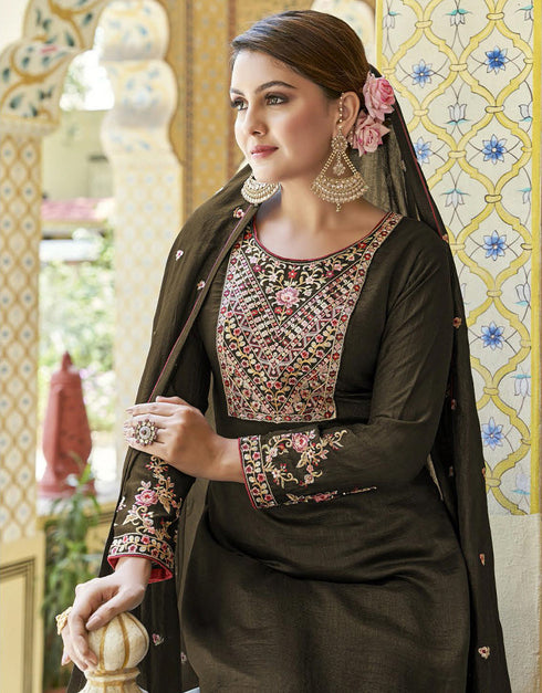 stylish mehndi real premium silk designer party wear heavy salwar suit collection with mehndi real premium silk rt8950-184974 Close-up View