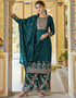 chic teal real premium silk designer party wear heavy salwar suit collection with teal real premium silk rt8950-184975 Front View