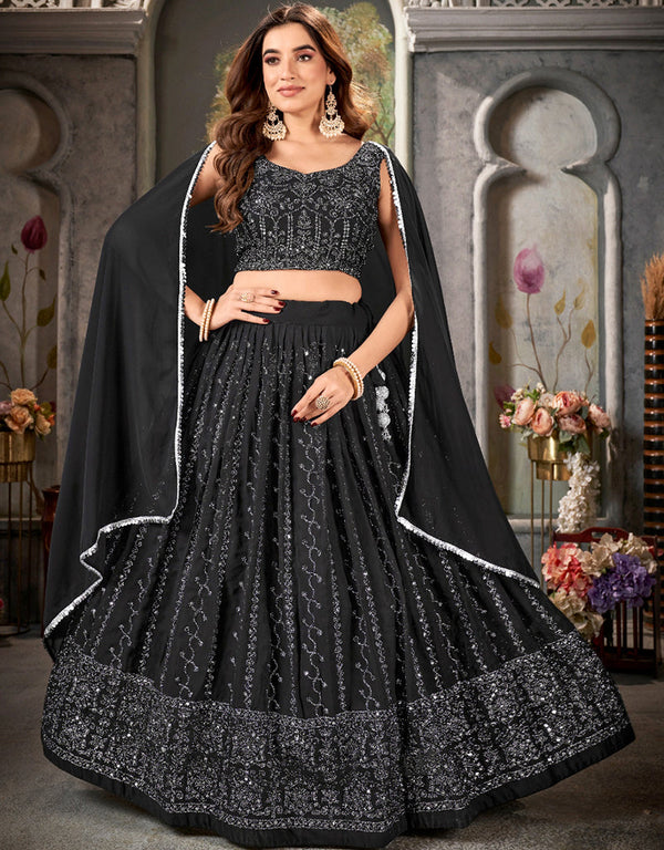 modern black pure georgette traditional function wear pure georgette lehenga choli collection with black pure georgette rt8951-184980 Front View