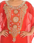 Dubai Red Georgette Hand Embroidery Party Wear Kaftan