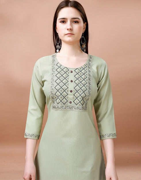 chic light green cotton blend trendy fashioner cotton blend readymade suit collection with mehndi cotton blend rt8958-185011 Side View