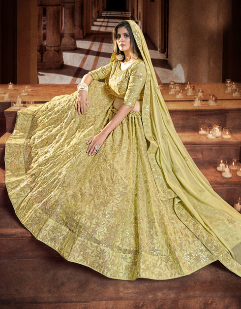 chic dark yellow georgette traditional wear women's heavy lehenga choli collection with dark yellow georgette rt8964-185033 Close-up View