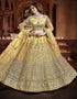 trendy yellow soft net traditional wear women's heavy lehenga choli collection with yellow soft net rt8964-185034 Close-up View