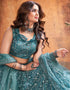 sophisticated teal soft net traditional wear women's heavy lehenga choli collection with teal soft net rt8966-185039 Back View