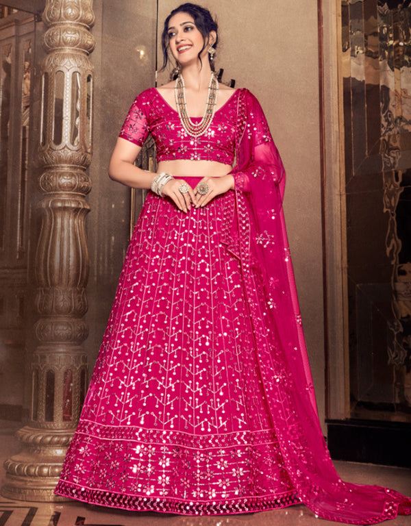 chic purple soft net traditional wear women's heavy lehenga choli collection with rani soft net rt8967-185045 Front View