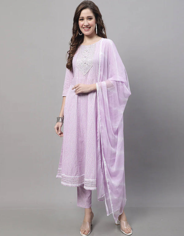 trendy light purple pure cambric cotton trendy fashioner readymade suit collection with light purple pure cambric cotton rt8969-185050 Front View