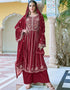 classy maroon fox georgette designer party wear heavy salwar suit collection with maroon fox georgette rt8977-185081 Front View