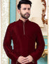 Maroon Kurta Dhupion Silk Dhoti Closure View