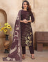 trendy wine roman silk designer function wear roman silk readymade suit with wine roman silk rt8995-185159 Front View