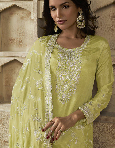 contemporary lightr yellow chinon designer function wear heavy salwar suit collection with lightr yellow santoon rt8996-185162 Close-up View