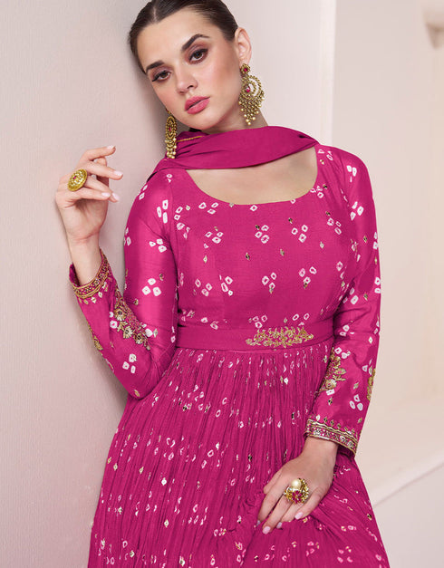 fashionable pink georgette embroidered georgette anarkali salwar suit with pink santoon rt8997-185168 Close-up View