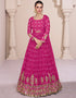fashionable pink georgette embroidered georgette anarkali salwar suit with pink santoon rt8997-185168 Front View
