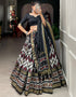 modern black tussar silk traditional wear women's heavy lehenga choli collection with black tussar silk rt9000-185179 Close-up View