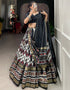modern black tussar silk traditional wear women's heavy lehenga choli collection with black tussar silk rt9000-185179 Back View