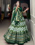sophisticated green tussar silk traditional wear women's heavy lehenga choli collection with green tussar silk rt9000-185180 Back View