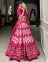 glamorous pink tussar silk traditional wear women's heavy lehenga choli collection with pink tussar silk rt9000-185181 Back View