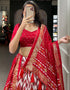 contemporary red tussar silk traditional wear women's heavy lehenga choli collection with red tussar silk rt9000-185182 Front View