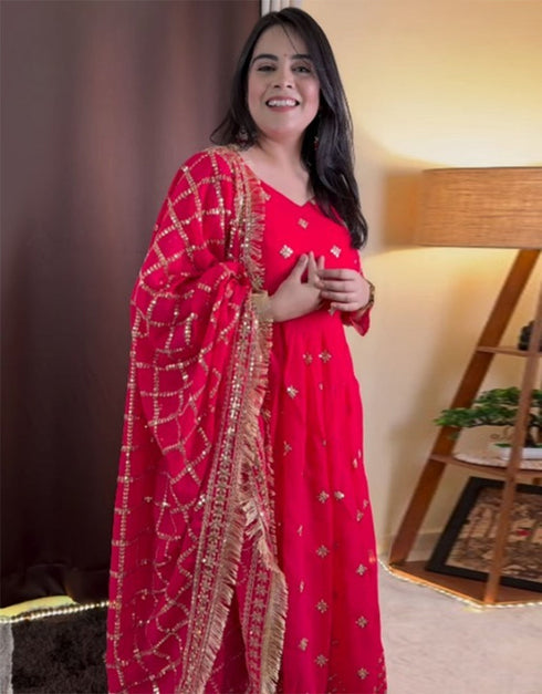 stylish pink georgette designer wear elementary readymade suit collection with pink rayon cotton rt9004-185187 Back View